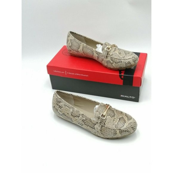 Rialto Guiding Loafer Flats Snakeskin Print Women's US 7W New - Picture 1 of 11